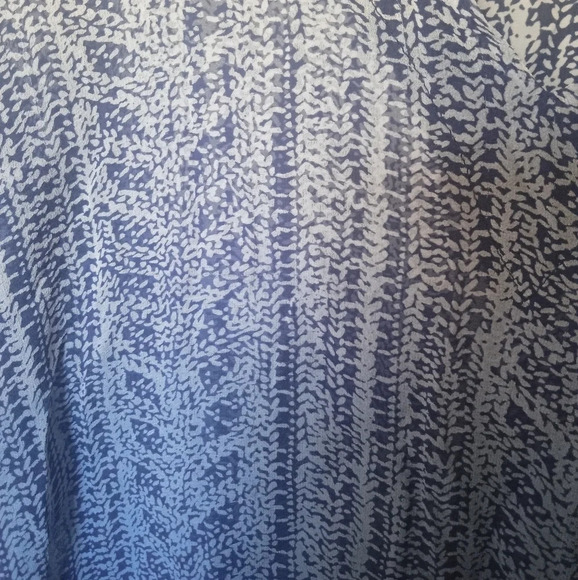 Language 100% Silk Blue Ombre Boho Printed Roll Tab Long Sleeve Blouse Medium - Picture 7 of 9